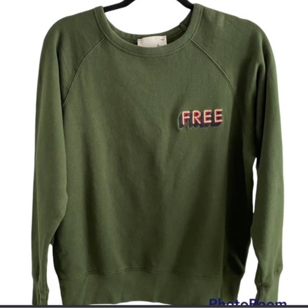 Aritiza Wilfred Free Airy Fleece Boyfriend Crew Size Large Forest Green Outdoor‎